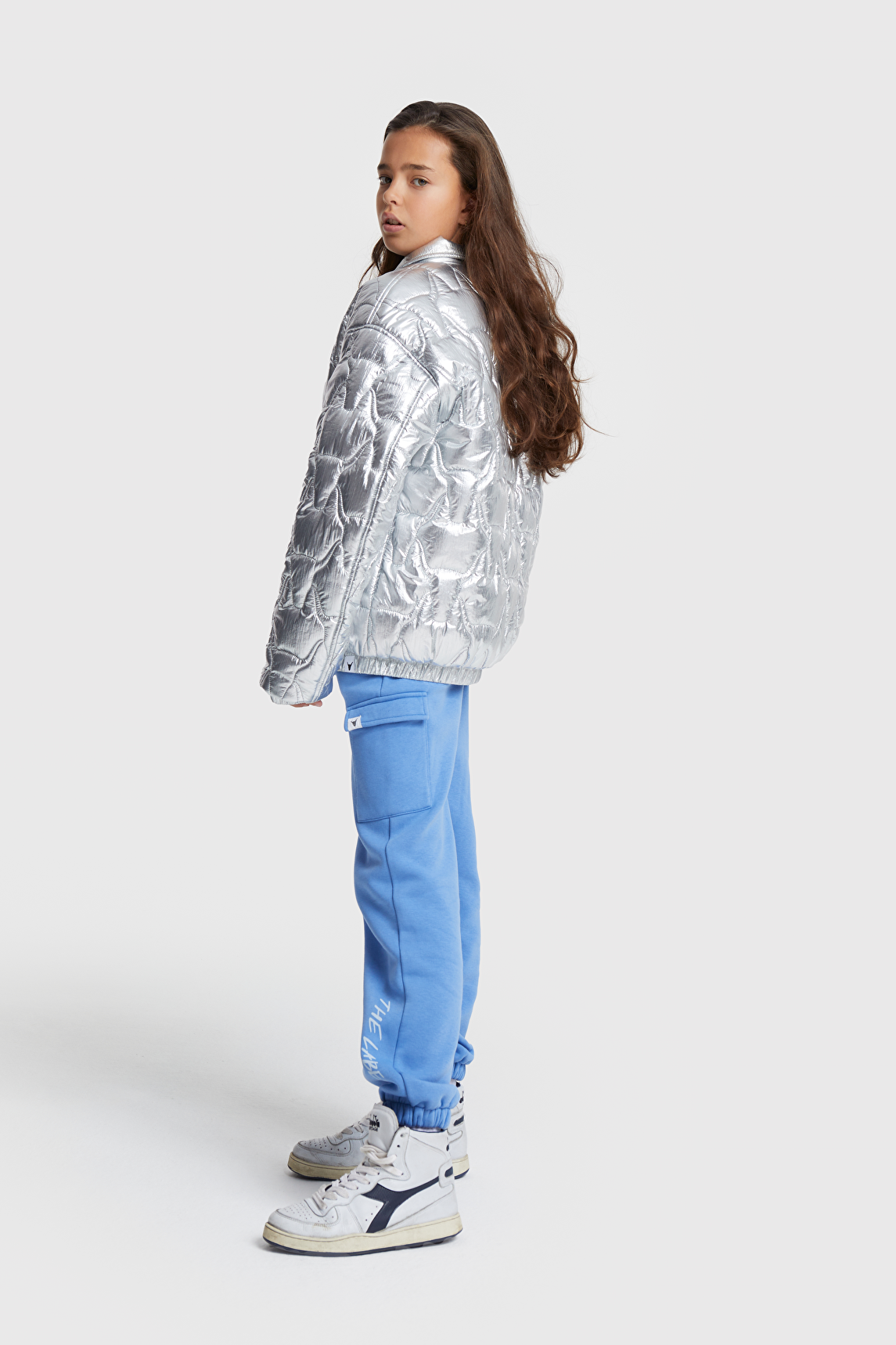 KIDS SILVER NYLON COAT | Alix