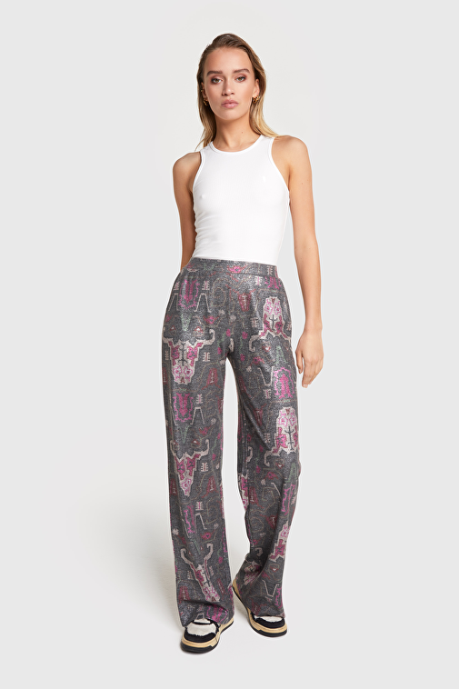 KNITTED ETHNIC LUREX PANTS