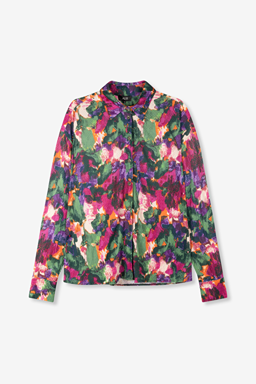 WOVEN CAMOUFLAGE FLOWER BLOUSE