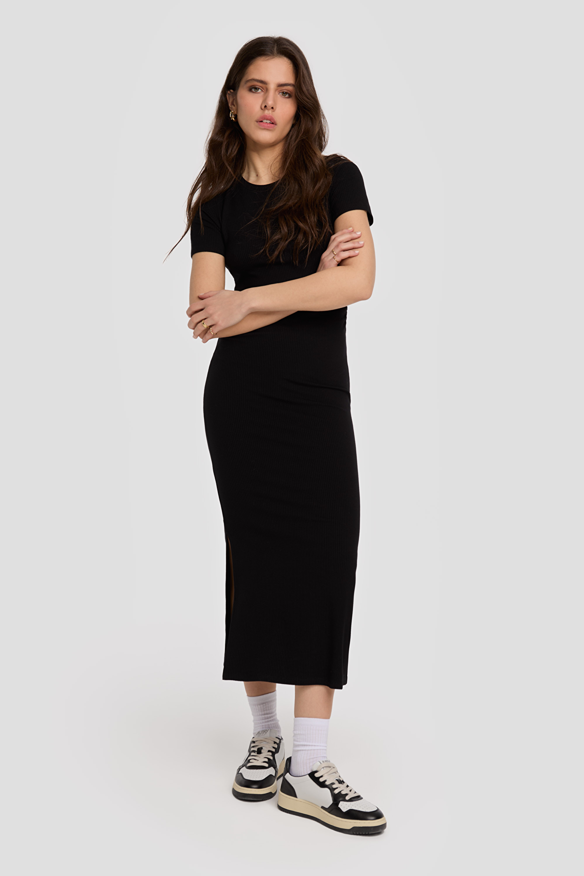 chinese dress ladies Silk Rib Maxi Dress