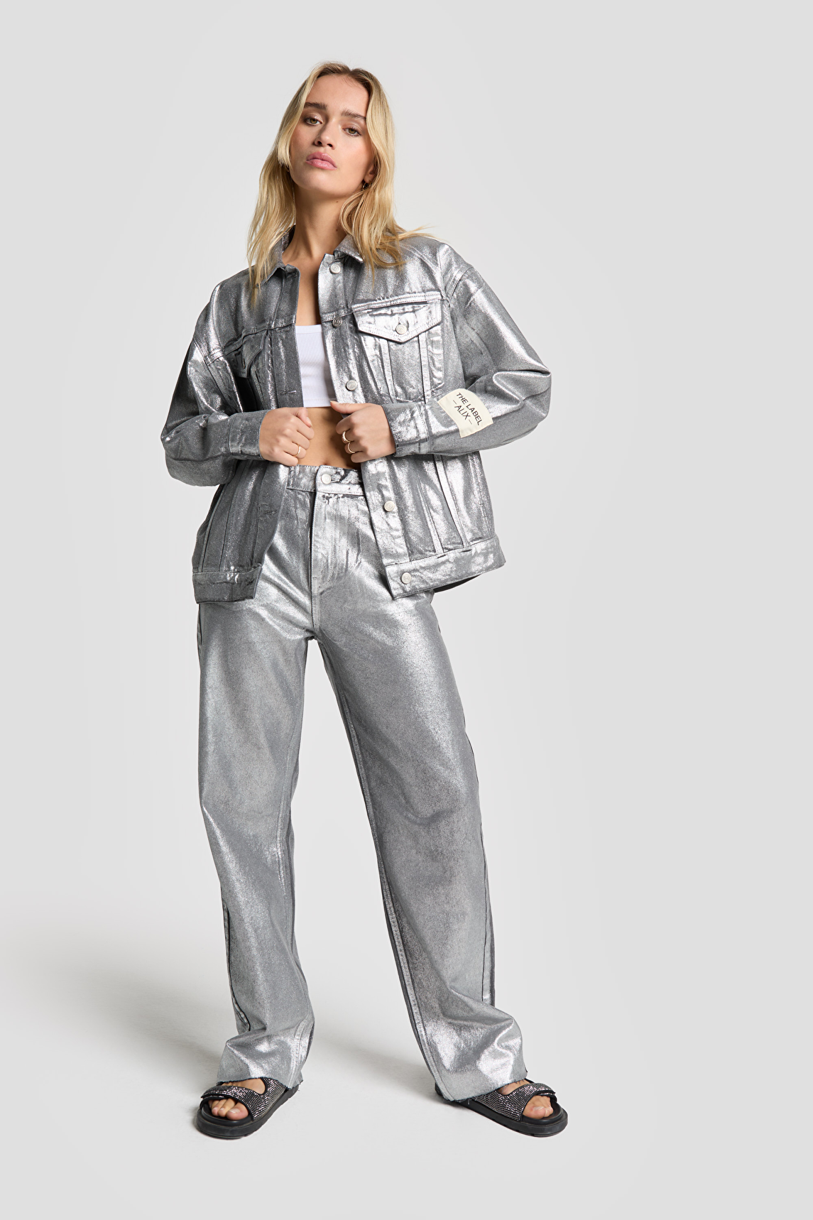 SILVER DENIM PANTS | Alix