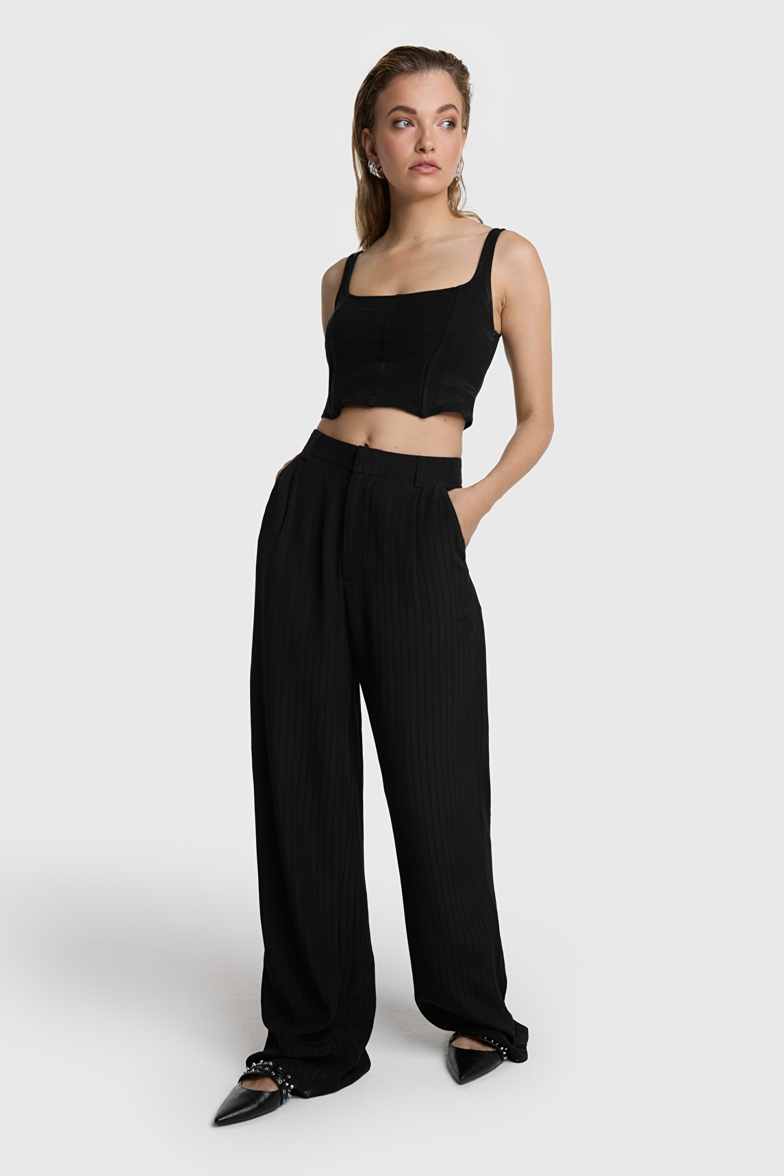 STRIPY WIDE LEG PANTS | Alix