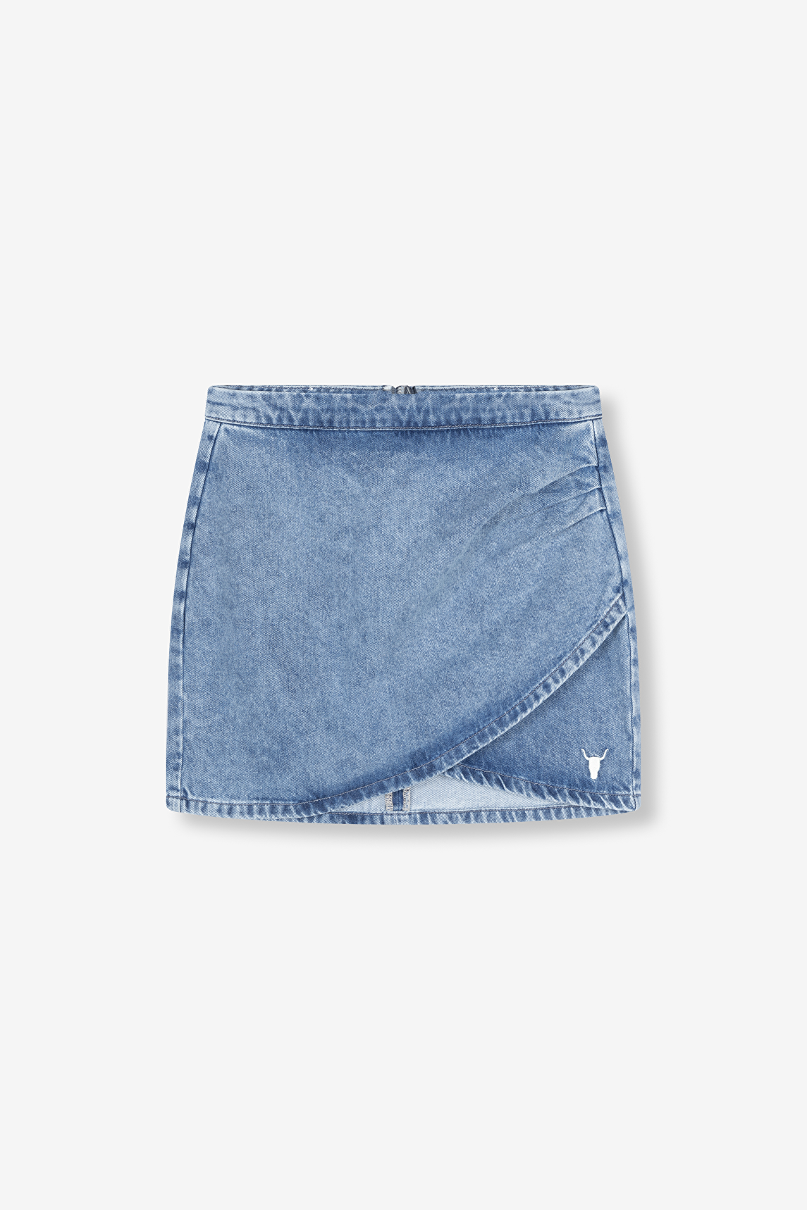 SOFT DENIM FAKE WRAP SKIRT | Alix