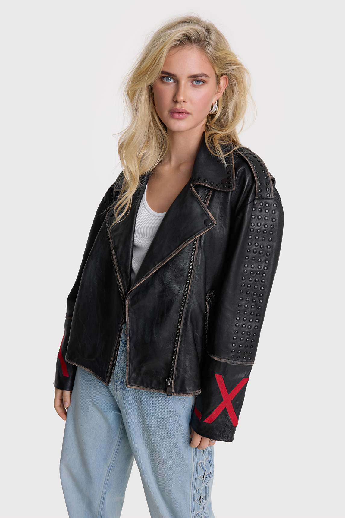 BLACK STUDDED LEATHER JACKET | Alix