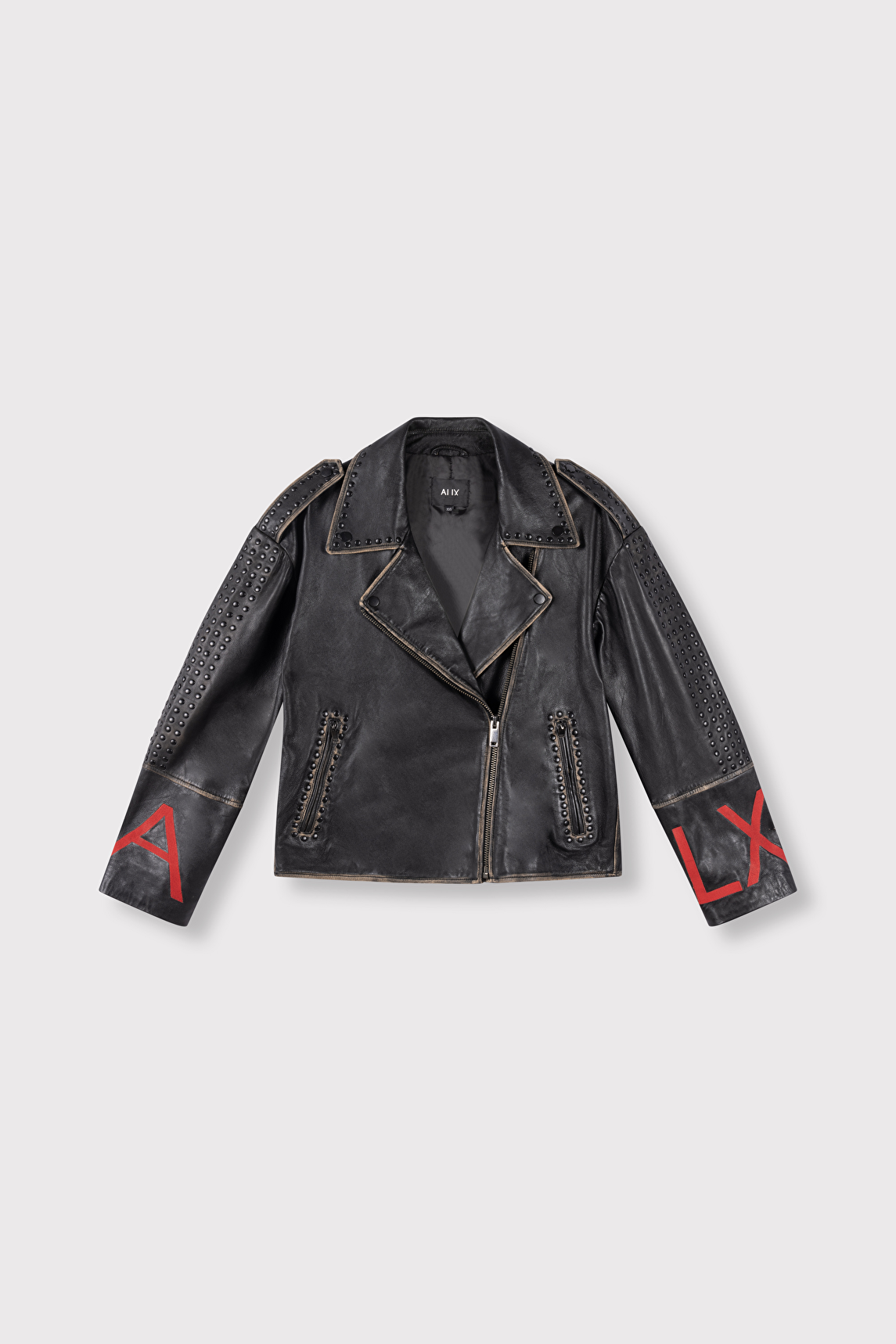 BLACK STUDDED LEATHER JACKET | Alix
