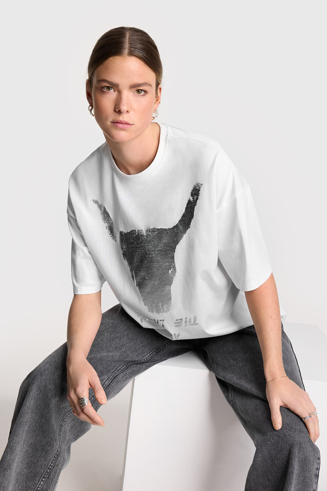 ALEXIA STAM♡Tee shirt♢mix gray Basic V Neck Long Sleeve Tee | ALEXIA STAM