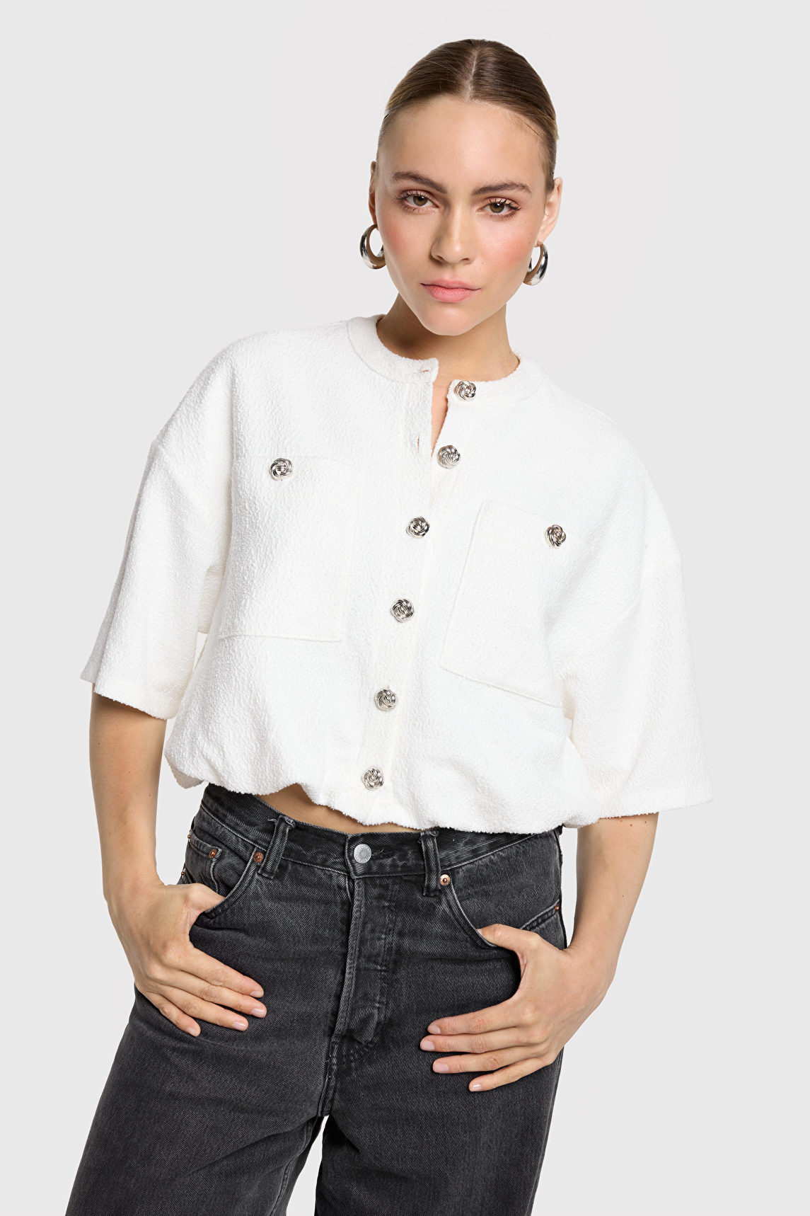 トップス L'Appartement Boucle 2way Short Cardigan Bouclé knit cardigan with buttons curated on LTK
