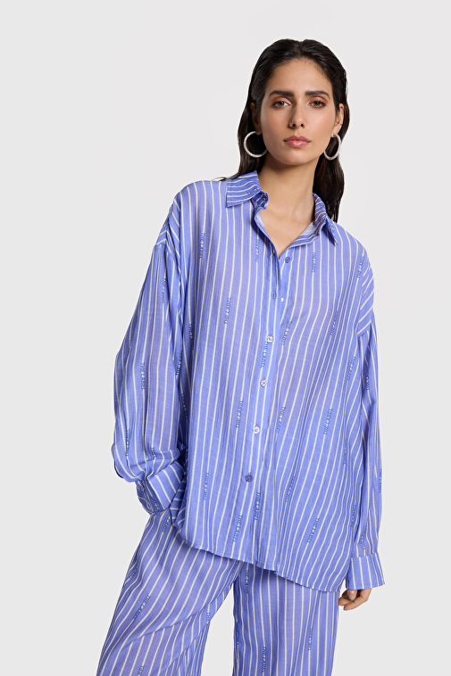 CRINKLED STRIPED BLOUSE