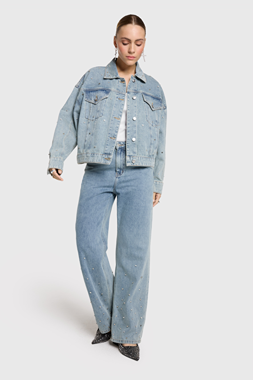EMBELLISHED DENIM PANTS