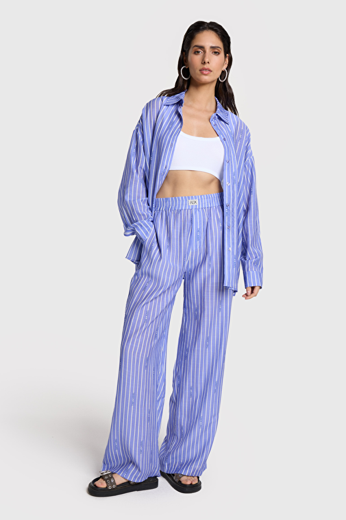 CRINKLED STRIPED PANTS