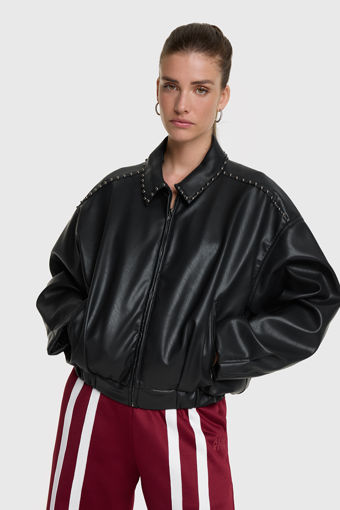 paisley☆羊革☆leather 短丈“bomber jacket Leather bomber