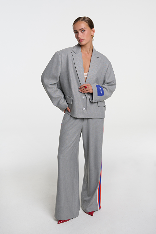 COATED HERRINGBONE PANTS