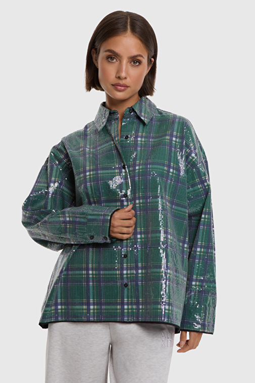 SEQUINS CHECK BLOUSE | Alix