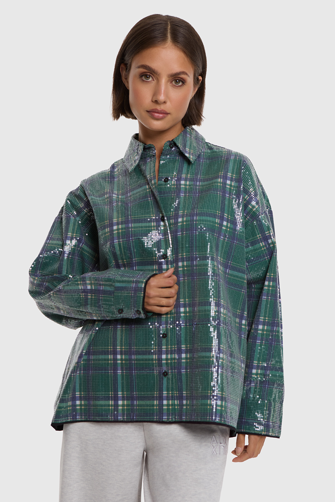 SEQUINS CHECK BLOUSE | Alix