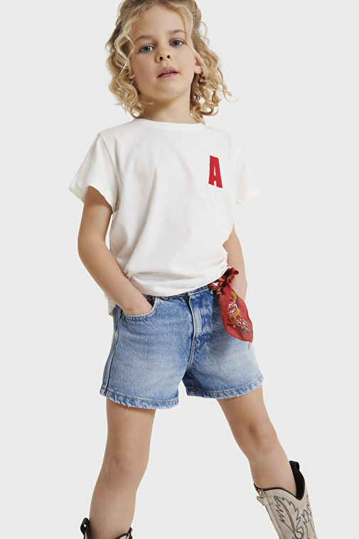 KIDS A EMBROIDERY T-SHIRT